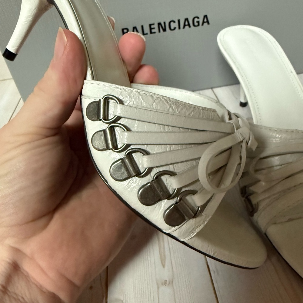Balenciaga Cagole Leather Slide Sandal Optic White Sz 36 / 6 - Picture 10 of 16